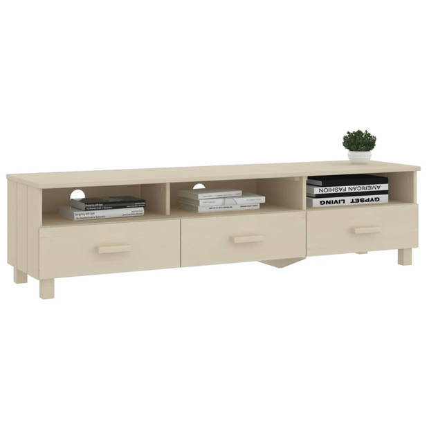 The Living Store HAMAR TV-kast - massief grenenhout - 158 x 40 x 40 cm - honingbruin