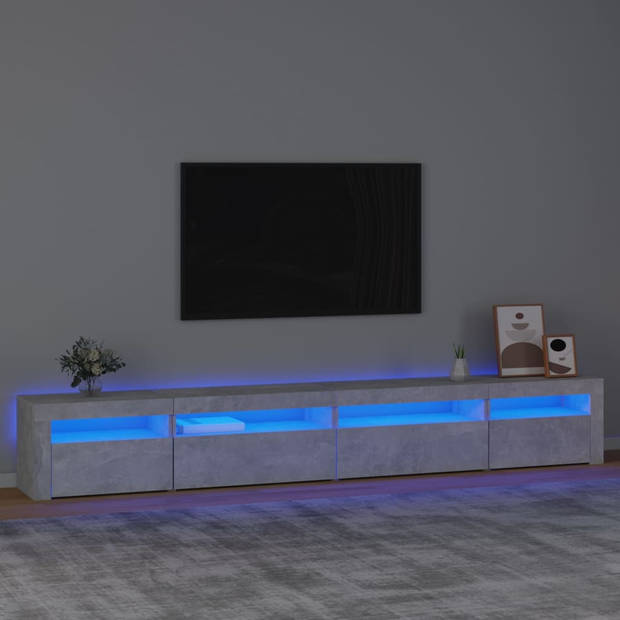 The Living Store TV-Meubel Betongrijs 270x35x40 cm - LED-verlichting
