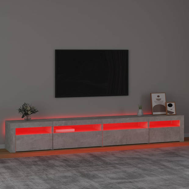 The Living Store TV-Meubel Betongrijs 270x35x40 cm - LED-verlichting