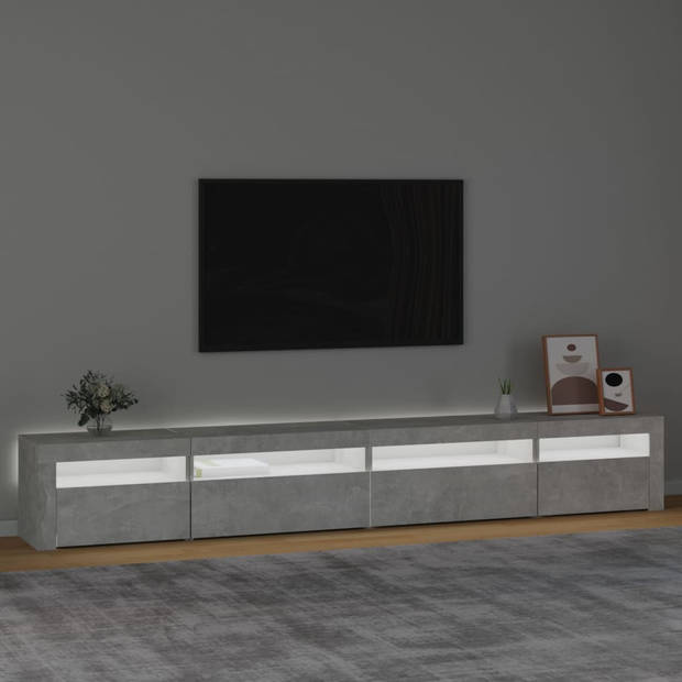 The Living Store TV-Meubel Betongrijs 270x35x40 cm - LED-verlichting