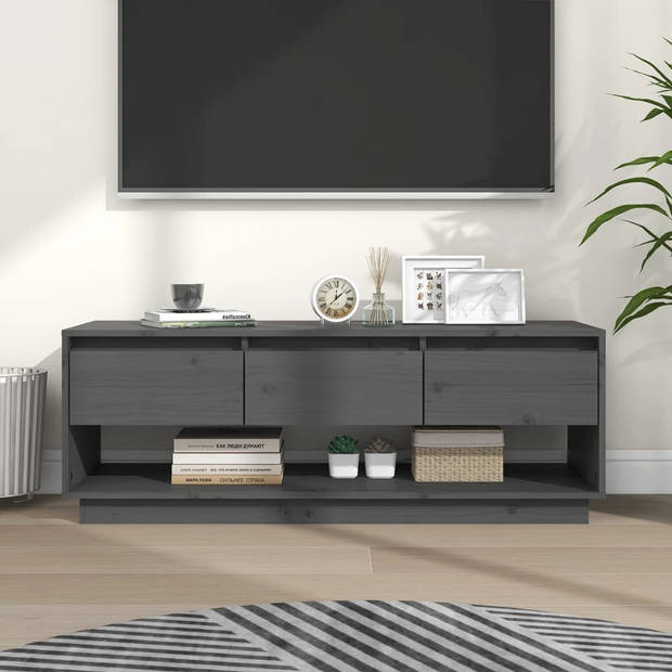 The Living Store - TV-meubel - Hout - 110.5 x 34 x 40 cm - Grijs
