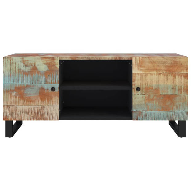 The Living Store TV-meubel Industrieel - 105 x 33 x 46 cm - Massief gerecycled hout - Opbergruimte - Stevig blad