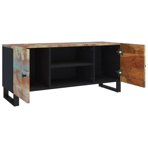 The Living Store TV-meubel Industrieel - 105 x 33 x 46 cm - Massief gerecycled hout - Opbergruimte - Stevig blad