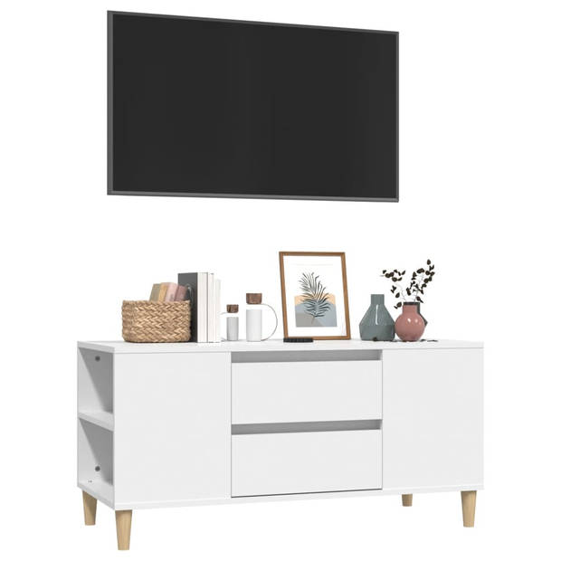 The Living Store Tv-meubel - Wit - 102 x 44.5 x 50 cm - Scandinavisch design