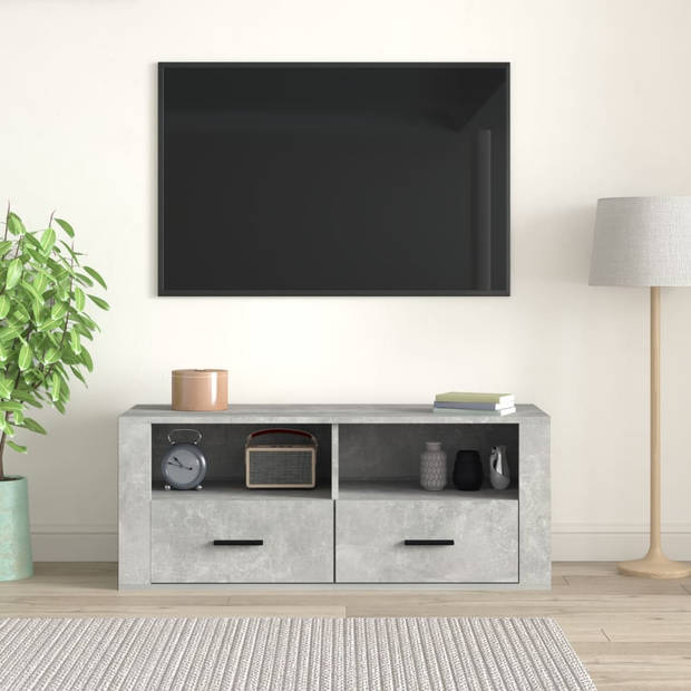 The Living Store TV-kast Betongrijs 100x35x40 cm - klassiek design