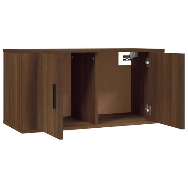 The Living Store TV-wandmeubel met 3 stuks - 80 x 34.5 x 40 cm - Bruineiken