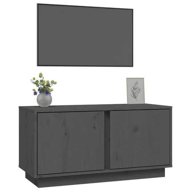 The Living Store TV Meubel - Grenenhout - 80 x 35 x 40.5 cm - Grijs