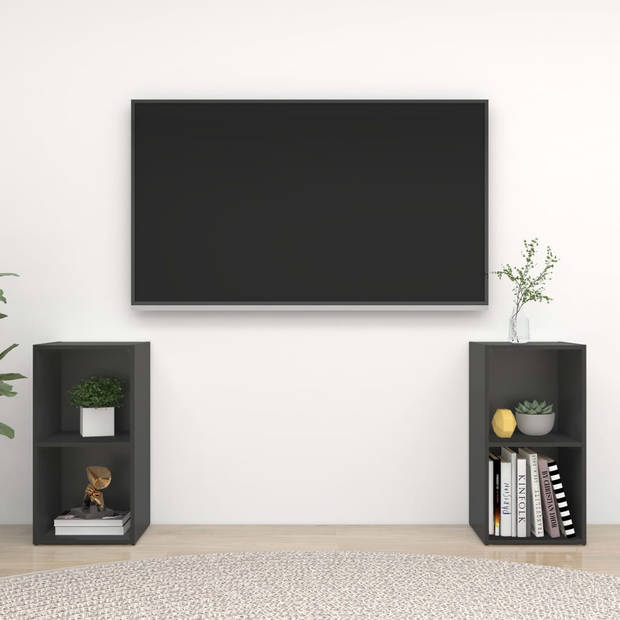 The Living Store Televisiekast - Grijs - 72 x 35 x 36.5 cm - 2 vakken