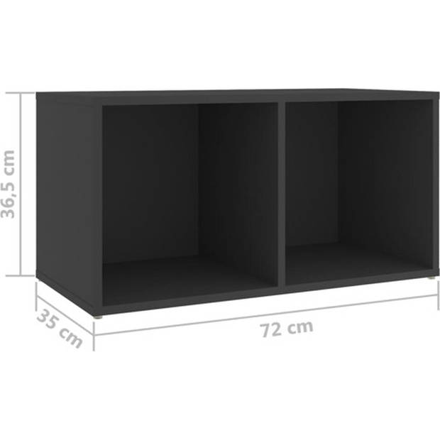 The Living Store Televisiekast - Grijs - 72 x 35 x 36.5 cm - 2 vakken