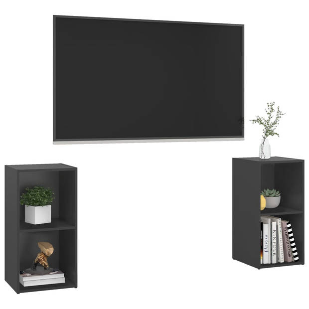 The Living Store Televisiekast - Grijs - 72 x 35 x 36.5 cm - 2 vakken