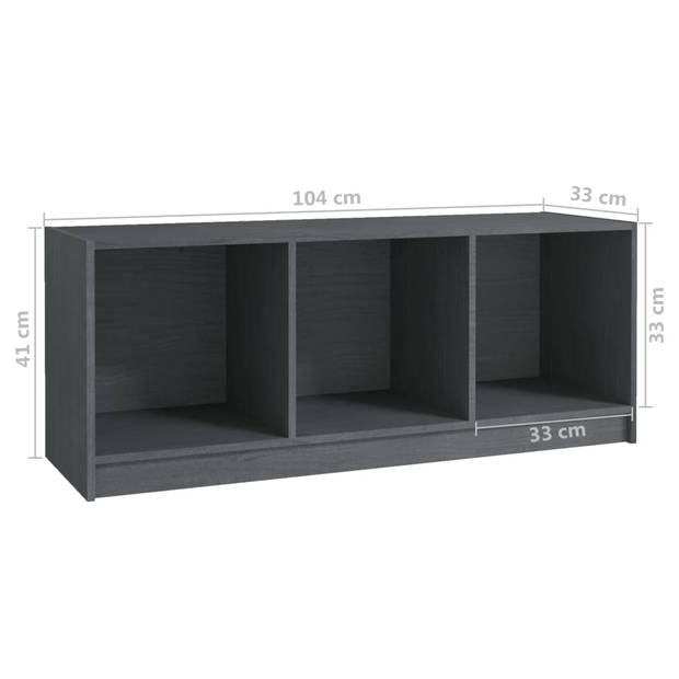The Living Store Hifi-kast - TV-meubel - Massief grenenhout - 104 x 33 x 41 cm - Grijs