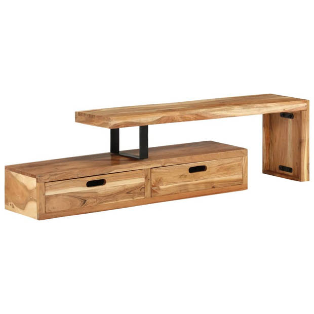 The Living Store TV-meubel - TV-meubel Massief Acaciahout - 112x30x40 cm - Inclusief opbergruimte