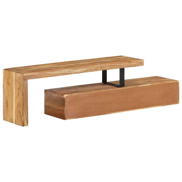 The Living Store TV-meubel - TV-meubel Massief Acaciahout - 112x30x40 cm - Inclusief opbergruimte