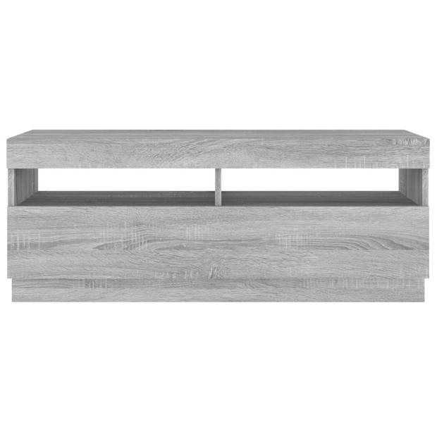 The Living Store TV-meubel - LED-verlichting - bewerkt hout - grijs sonoma eiken - 100 x 35 x 40 cm