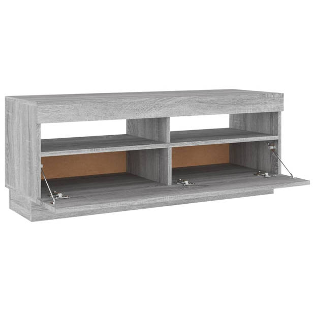 The Living Store TV-meubel - LED-verlichting - bewerkt hout - grijs sonoma eiken - 100 x 35 x 40 cm