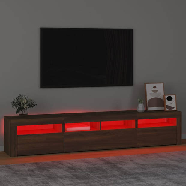 The Living Store Tv-meubel - LED-verlichting - 210 x 35 x 40 cm - Bruineiken