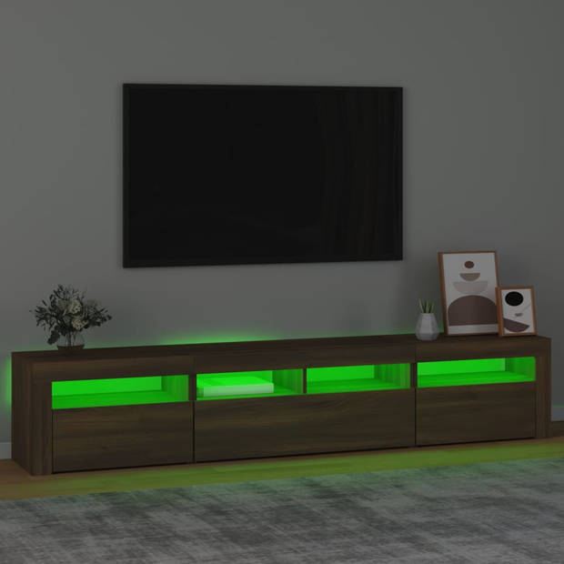 The Living Store Tv-meubel - LED-verlichting - 210 x 35 x 40 cm - Bruineiken