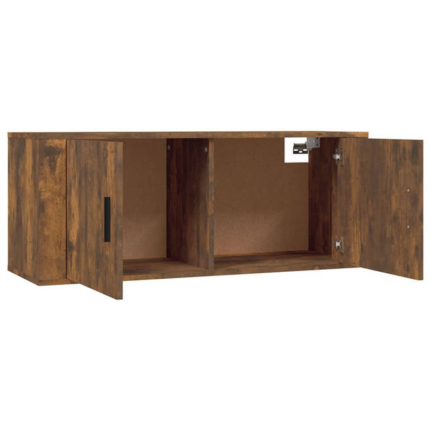 The Living Store TV-wandmeubel - Gerookt eiken - 100 x 34.5 x 40 cm - 2 stuks