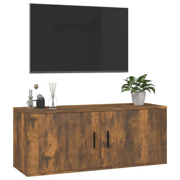 The Living Store Televisiewandmeubel - Klassiek - Tv-kast - 100x34.5x40 cm - Gerookt Eiken