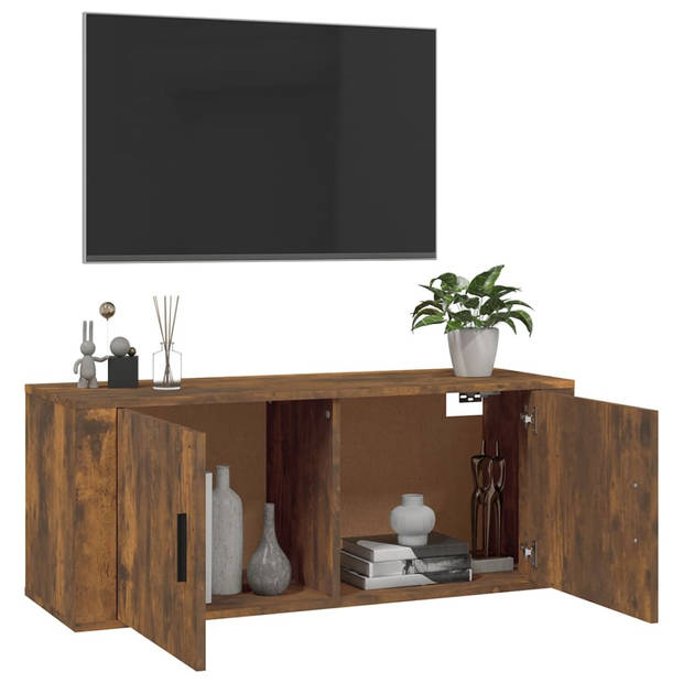 The Living Store Televisiewandmeubel - Klassiek - Tv-kast - 100x34.5x40 cm - Gerookt Eiken