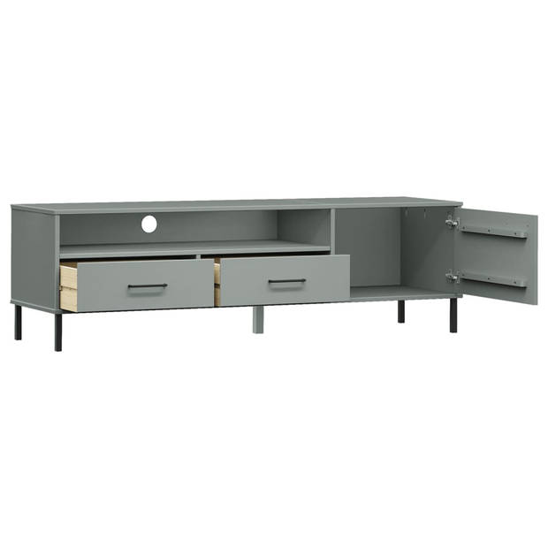 The Living Store OSLO Tv-meubel - 158 x 40 x 46.5 cm - Grijs - Massief grenenhout