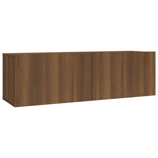 The Living Store Houten TV-meubelset - Hangende tv-kasten - Modern - Gerookt eiken - 100x30x30cm - 80x30x30cm