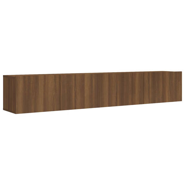 The Living Store Houten TV-meubelset - Hangende tv-kasten - Modern - Gerookt eiken - 100x30x30cm - 80x30x30cm