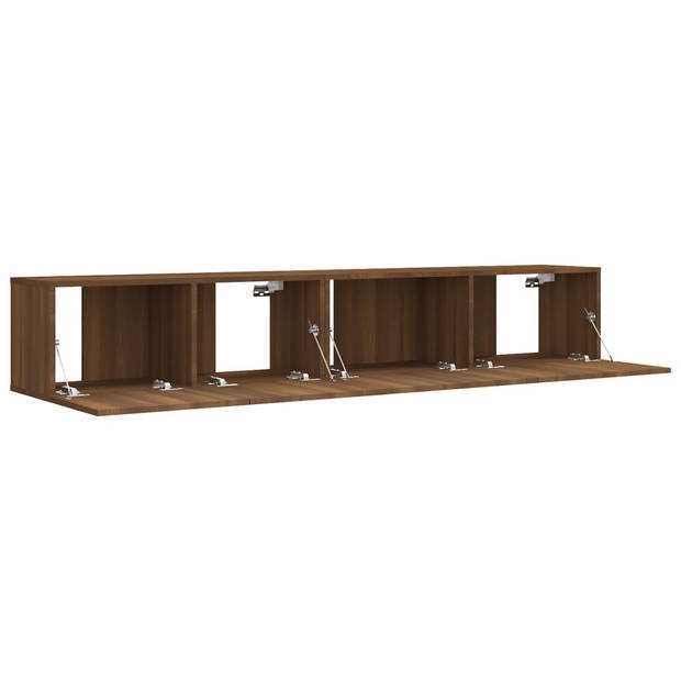 The Living Store Houten TV-meubelset - Hangende tv-kasten - Modern - Gerookt eiken - 100x30x30cm - 80x30x30cm