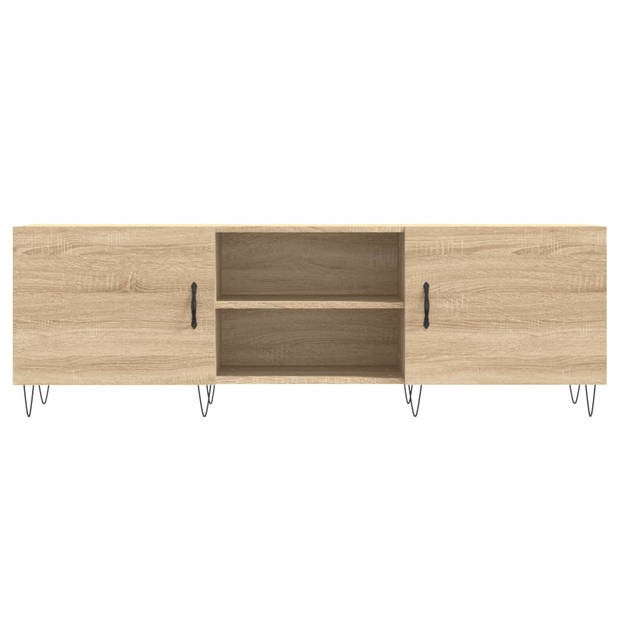 The Living Store Televisiekast TV-meubel - 150 x 30 x 50 cm - Sonoma eiken - Bewerkt hout en ijzer