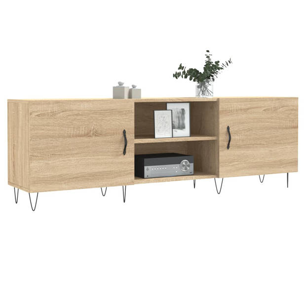 The Living Store Televisiekast TV-meubel - 150 x 30 x 50 cm - Sonoma eiken - Bewerkt hout en ijzer