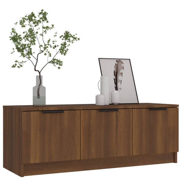 The Living Store Tv-kast Hoge Kwaliteit Bruineiken Bewerkt Hout - 102 x 35 x 36.5 cm