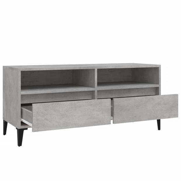 The Living Store TV-kast Klassiek Betongrijs 100x34.5x44.5 cm - Duurzaam Hout - Veel Opbergruimte