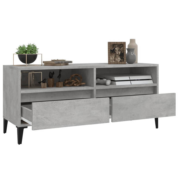 The Living Store TV-kast Klassiek Betongrijs 100x34.5x44.5 cm - Duurzaam Hout - Veel Opbergruimte