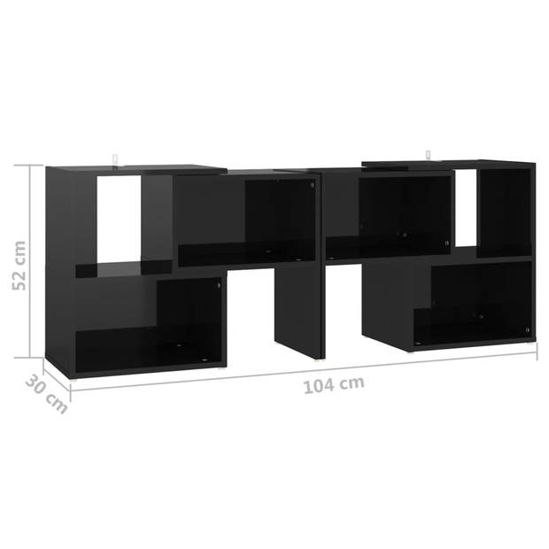 The Living Store Tv-meubel Hoogglans Zwart 104x30x52 cm - Modulair design