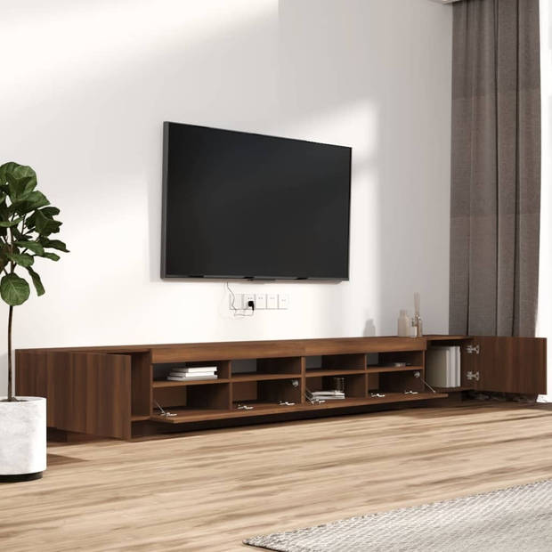 vidaXL 3-delige Tv-meubelset met LED bewerkt hout bruineiken