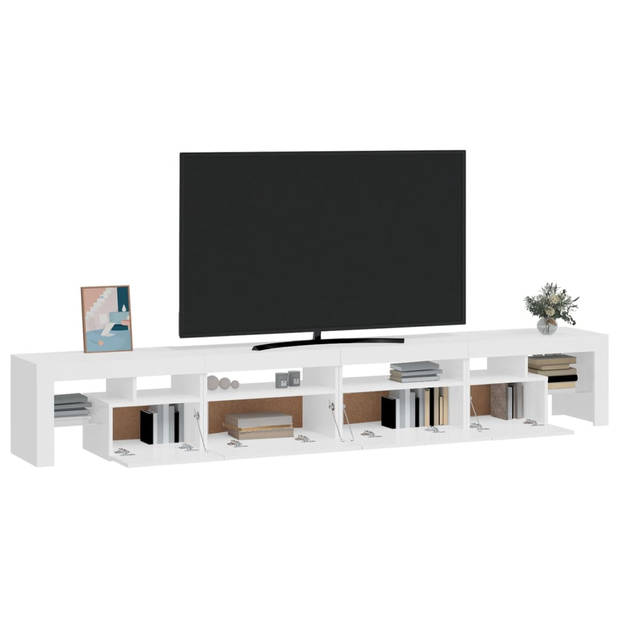 The Living Store TV-meubel - LED-verlichting - Hoogglans wit - 260 x 36.5 x 40 cm - Materiaal- Bewerkt hout