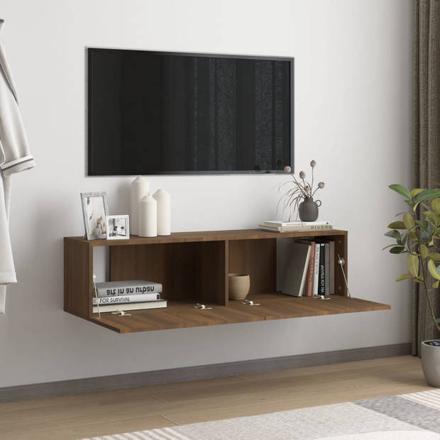 The Living Store TV-meubel - Bruineiken - 120 x 30 x 30 cm - Bewerkt hout