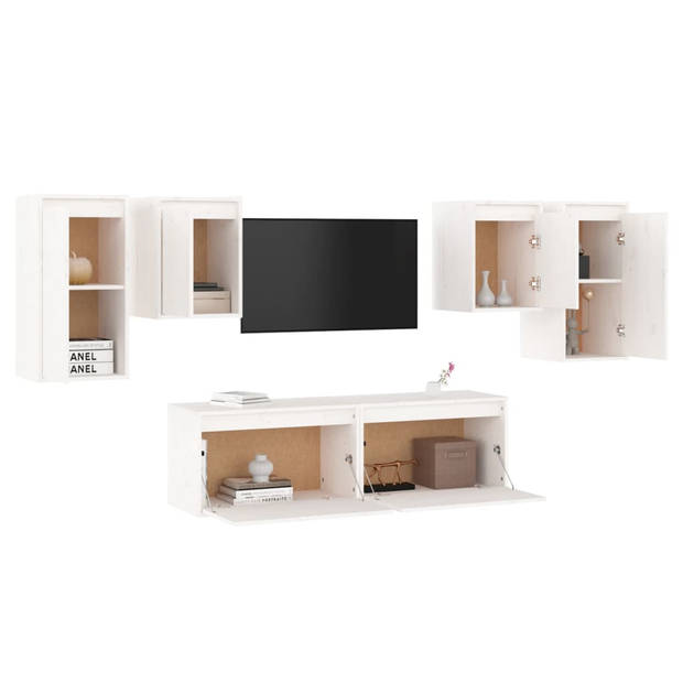 The Living Store Televisiemeubel - Classic - Massief Grenenhout - 60x30x35 cm - Wit