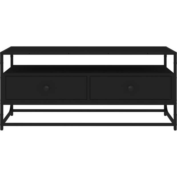 The Living Store TV-meubel - Trendy - Kast met Lades - Stevig Blad - Metalen Voeten - Zwart - 100 x 35 x 45 cm