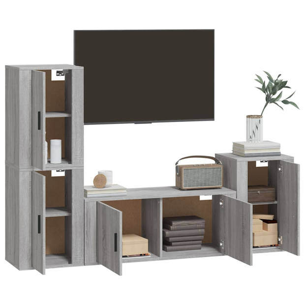 The Living Store Televisiekastenset - TV-meubel 100x34.5x40cm - 3x TV-meubel 40x34.5x60cm - Grijs sonoma eiken