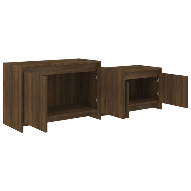 The Living Store Tv-meubel Stereokast - Bruineiken - 146.5 x 35 x 50 cm - 4 Deuren