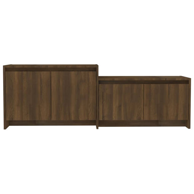 The Living Store Tv-meubel Stereokast - Bruineiken - 146.5 x 35 x 50 cm - 4 Deuren