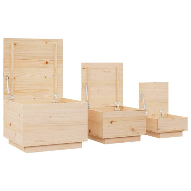 The Living Store Opbergboxen - Grenenhout - Groot- 57x55x40cm - Middel- 45x43x30cm - Klein- 35x33x20cm