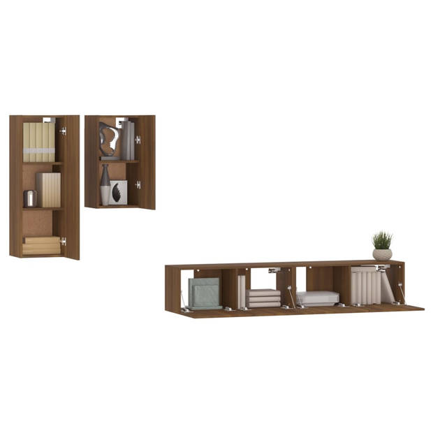 The Living Store Televisiemeubelset - Bruineiken - 30.5 x 30 x 90 cm / 30.5 x 30 x 60 cm / 80 x 30 x 30 cm -