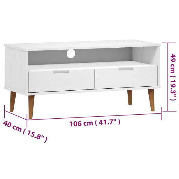 vidaXL Tv-meubel MOLDE 106x40x49 cm massief grenenhout wit