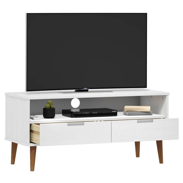 The Living Store MOLDE TV-kast - 106 x 40 x 49 cm - Massief grenenhout met uv-vernis