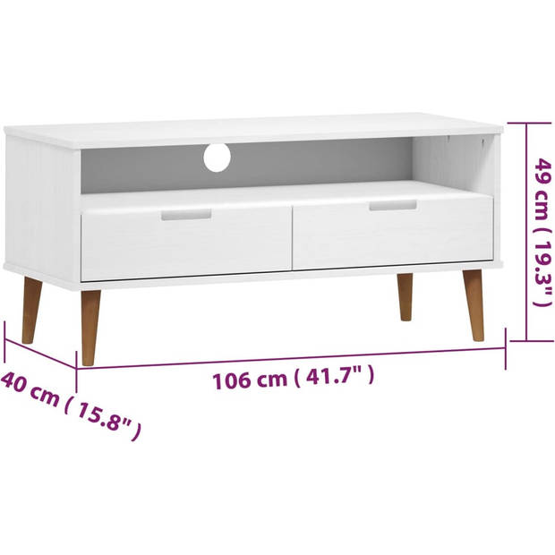 The Living Store MOLDE TV-kast - 106 x 40 x 49 cm - Massief grenenhout met uv-vernis