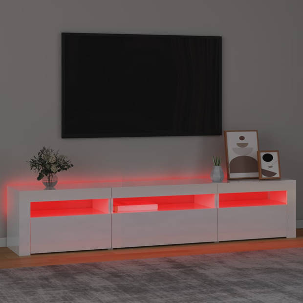 The Living Store TV-meubel - TV-meubel - 195x35x40cm - Hoogglans wit