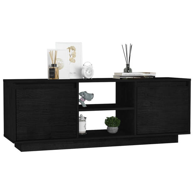 The Living Store tv-meubel - Hifi kast - 110 x 30 x 40 cm - Zwart - Massief grenenhout