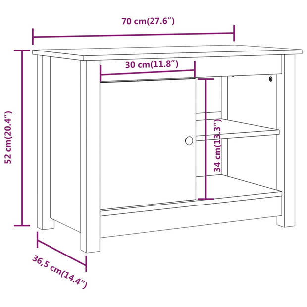 The Living Store TV-meubel Grenenhout - 70 x 36.5 x 52 cm - Stabiel en veel opbergruimte